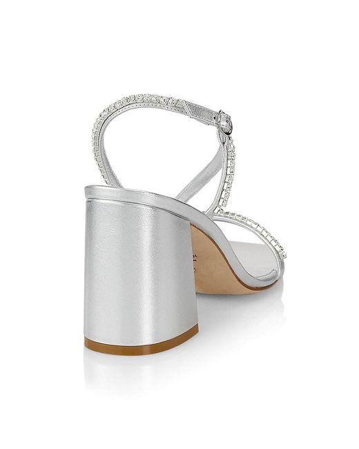 Stuart Weitzman White Soiree Embellished Leather Sandals