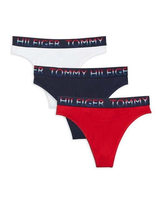 Tommy Hilfiger 3-pack Logo Thongs in Red