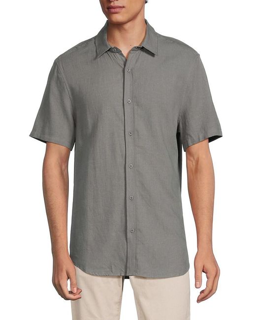 Onia Gray Linen Blend Shirt for men