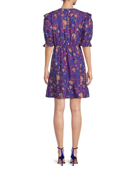 Ba&sh Purple Floral Mini A-line Dress