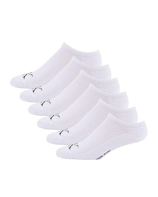 Calvin Klein 6pack Terry Cloth Cushioned Noshow Socks in White for