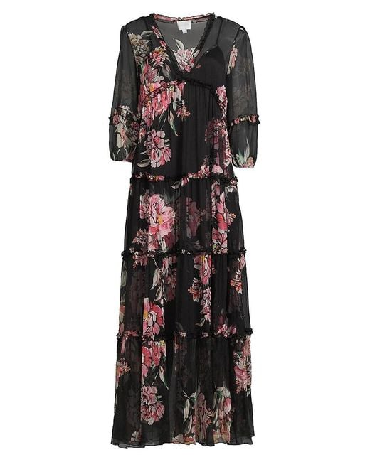 Johnny Was Black Lizzy Ruffle Maxi Dress
