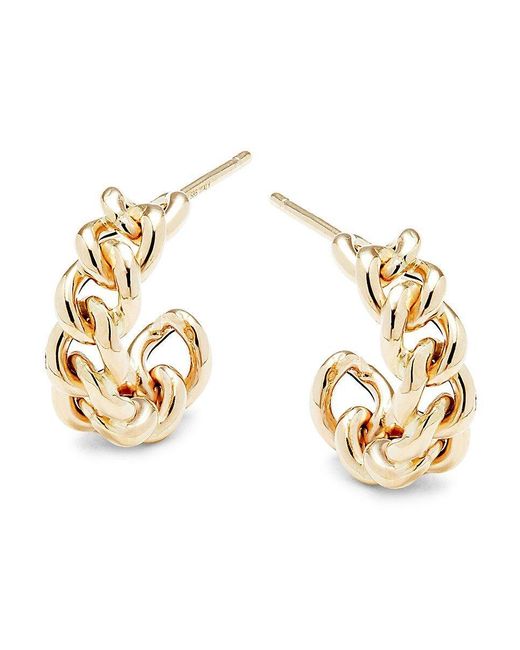 Saks Fifth Avenue 14k Yellow Gold Curb Chain Half Hoop Earrings in Metallic