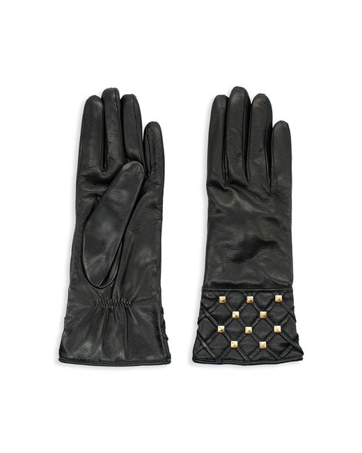 Portolano Studded Nappa Leather Gloves in Black | Lyst