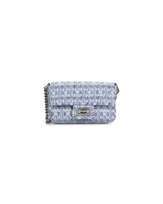Karl Lagerfeld Mini Agyness Tweed Shoulder Bag in Blue Lyst