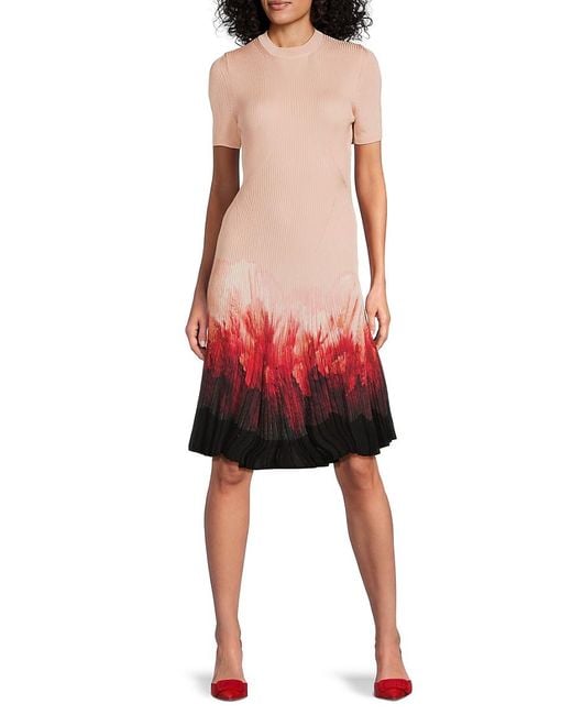 Alexander McQueen Red Printed Knit A-Line Minidress