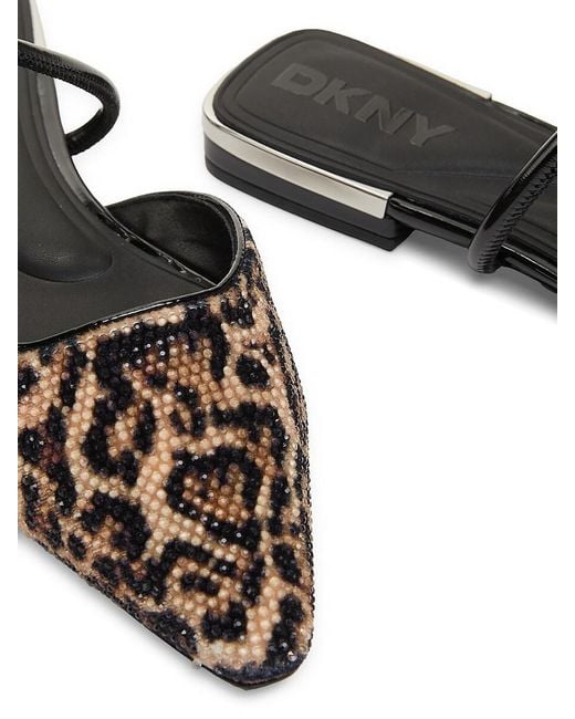 DKNY Multicolor Cabbi Leopard Print Slingback Flat Sandals