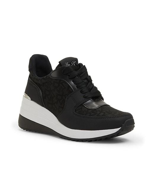 DKNY Black Kamay Monogram Platform Sneakers