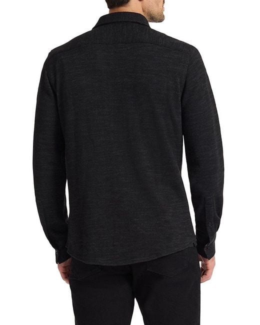 Robert Graham Black Wayne Curved Hem Cotton-Blend Shirt for men