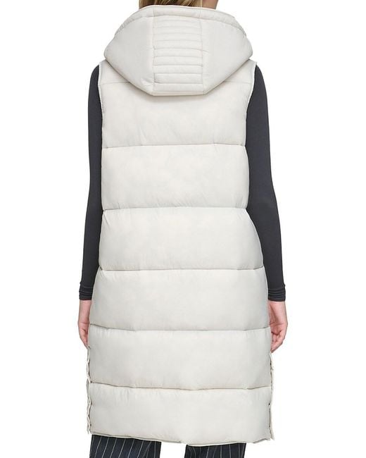 Andrew Marc White Kerr Long Quilted Puffer Vest