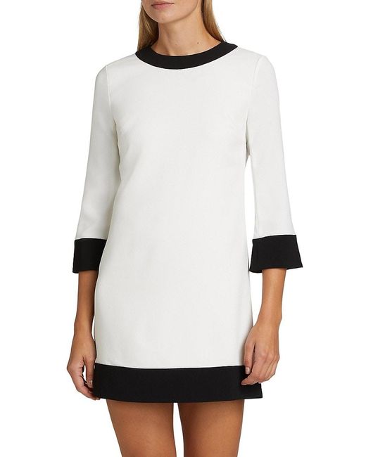 Alice + Olivia White Eleonora Two-Tone Minidress