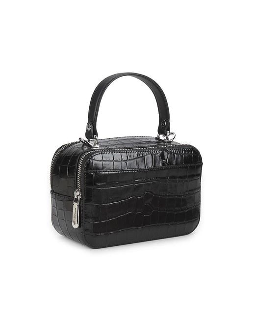Karl Lagerfeld Black Simone Alligator-Embossed Crossbody Camera Bag