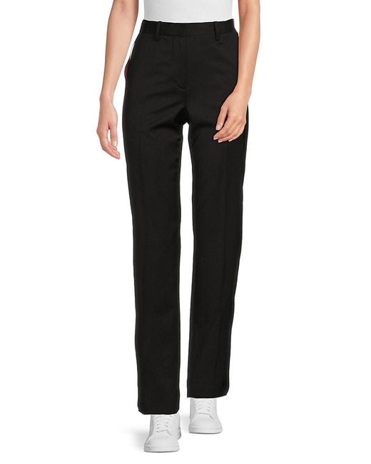 Helmut Lang Black Seatbelt Flat Front Virgin Wool Pants