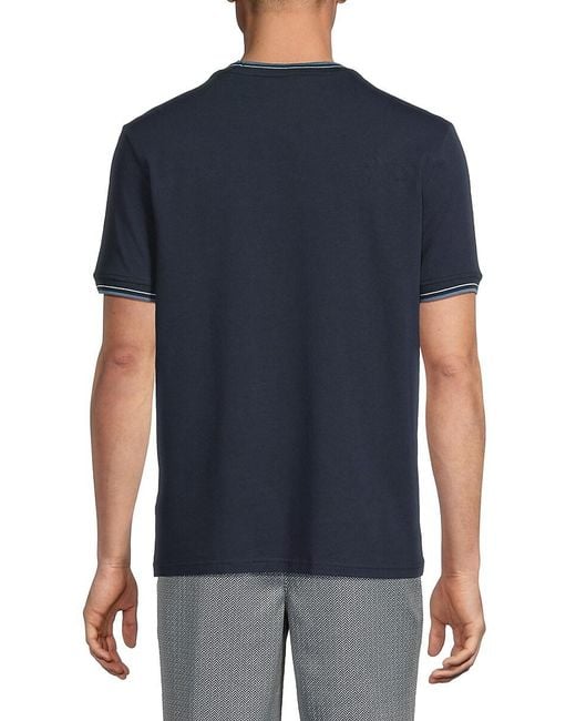 Ben Sherman Blue Signature Cotton-Blend Ringer T-Shirt for men