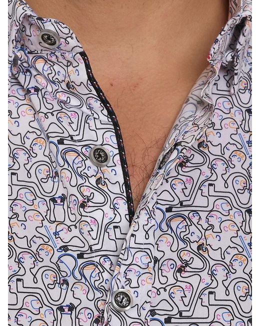 Robert Graham White Painted Faces Print Shirt for men