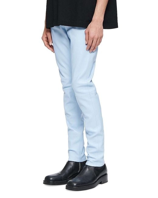Purple Brand Blue D-stretch Leather Skinny Pants for men