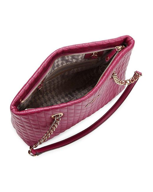 Karl Lagerfeld Logo Quilted Leather Shoulder Bag in Purple Lyst