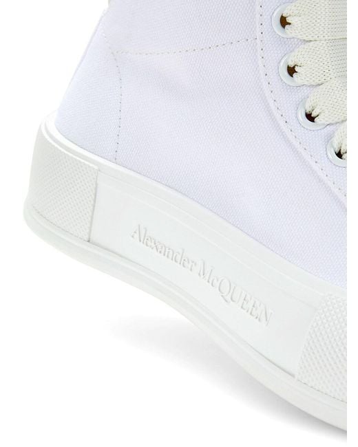 Alexander McQueen White Leather High-Top Sneakers