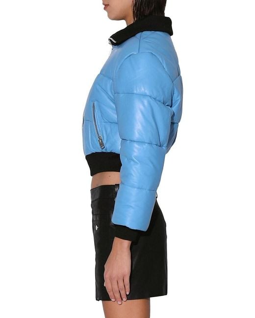 Walter Baker Black Bluejay Laylah Cropped Leather Bomber Jacket