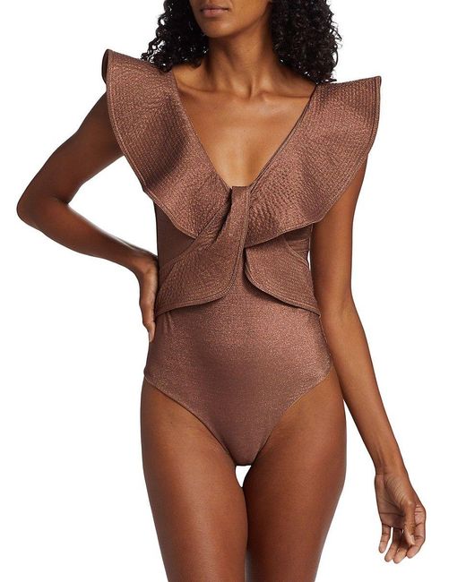 Johanna Ortiz Golden Beaches Bolero One Piece Swimsuit In Brown Lyst