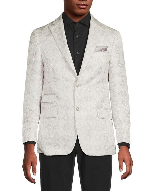 Robert Graham White Zane Jacquard Modern-Fit Sport Coat for men
