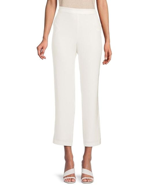 Halston Heritage White Elastic-Back Pull-On Pants