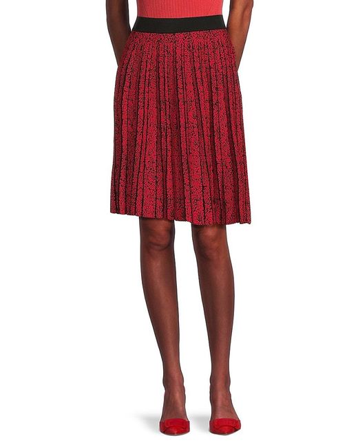Karl Lagerfeld Red Floral Pleated Miniskirt