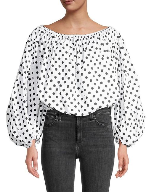 Caroline Constas Andros Polka Dot Off-the-shoulder Top in White | Lyst