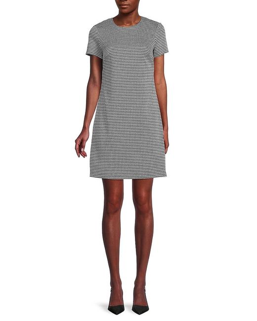Calvin Klein Synthetic Houndstooth A Line Dress in Black White (White ...