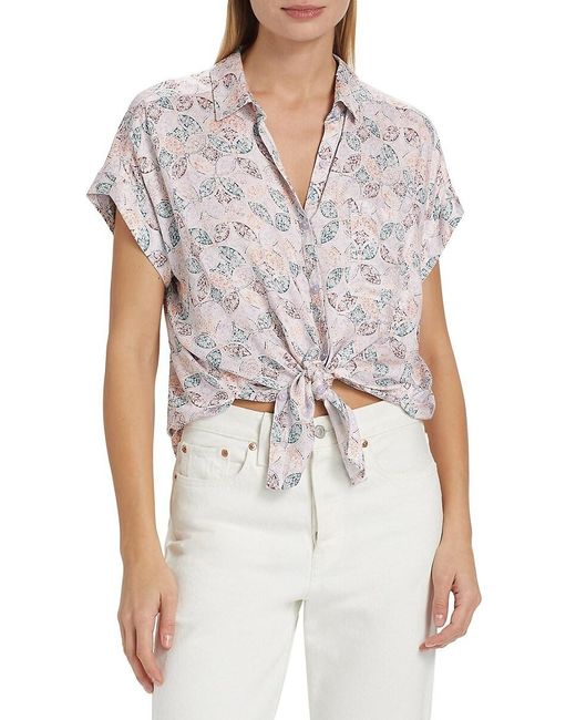Splendid White Kathryn Floral Short-Sleeve Shirt