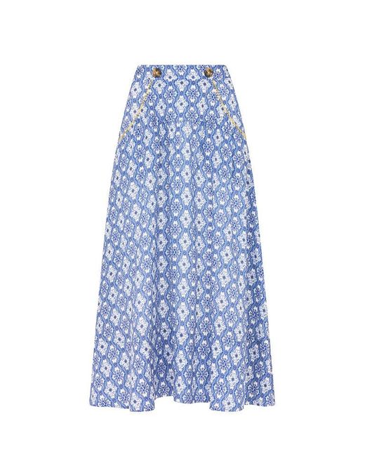 Saloni Linen Della Skirt in Blue | Lyst