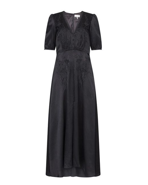 Saloni Silk Lea Long B Dress in Black | Lyst