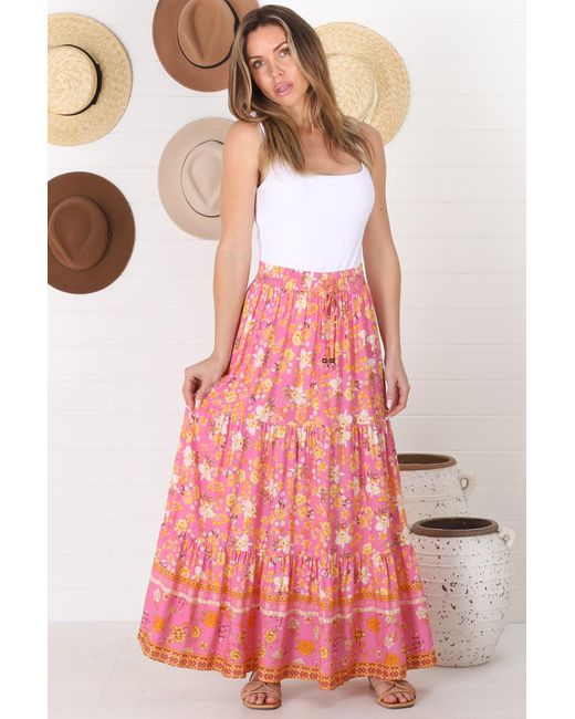 Salty Crush Jennifer Maxi Skirt in Pink | Lyst