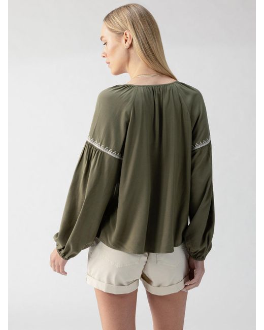 Sanctuary Green Embroidered Blouse Burnt Olive