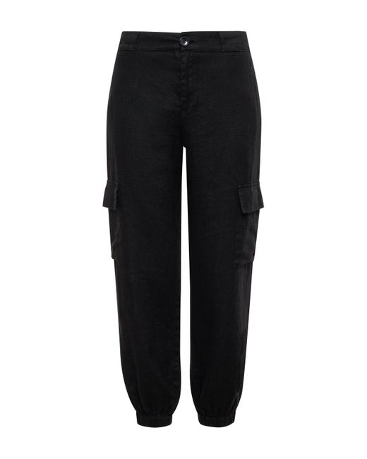 Sanctuary Take Over Linen Jogger Standard Rise Pant Black