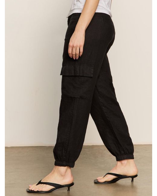 Sanctuary Take Over Linen Jogger Standard Rise Pant Black