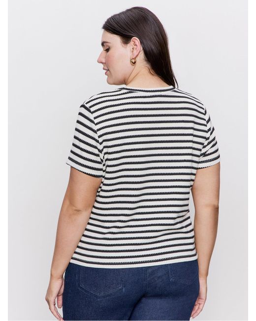 Sanctuary Blue Perfect Textured Tee Macrame Black Stripe Extended Sizing