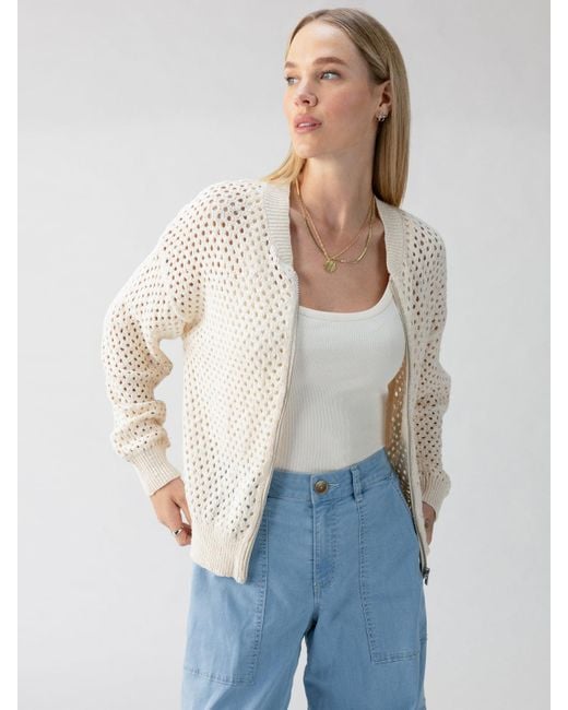 Sanctuary White Stepping Out Bomber Sweater Jacket Eco Natural