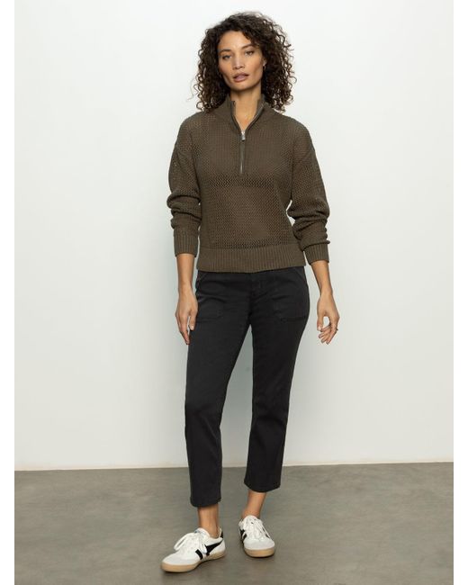 Sanctuary Brown Open Knit Half-zip Sweater Kalamata