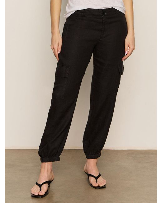 Sanctuary Take Over Linen Jogger Standard Rise Pant Black