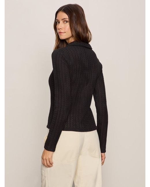 Sanctuary Button Down Textured Top Black