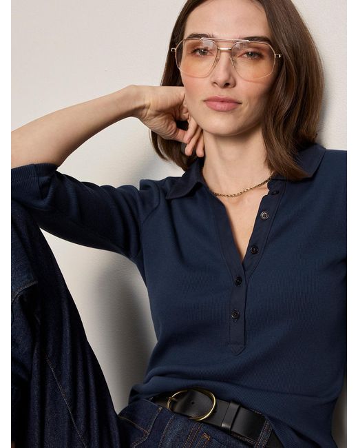 Sanctuary Blue Echo Button Front Tee Navy Blazer