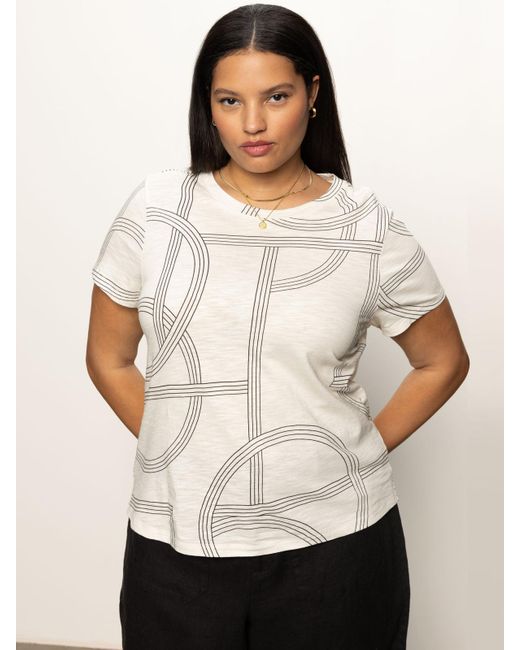 Sanctuary White The Perfect Tee Graphic Lines Extended Sizing
