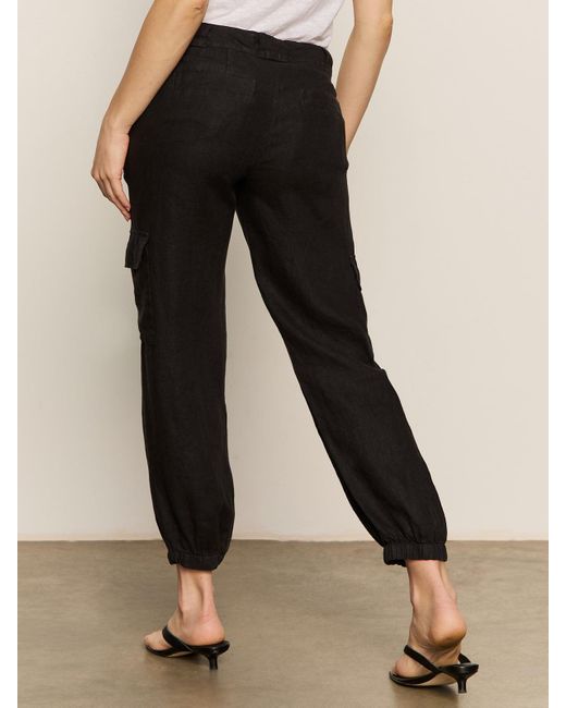 Sanctuary Take Over Linen Jogger Standard Rise Pant Black
