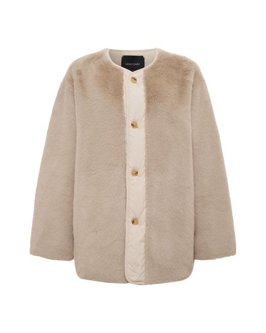 Sanctuary Natural Reversible Fur Liner Jacket Almond Cream