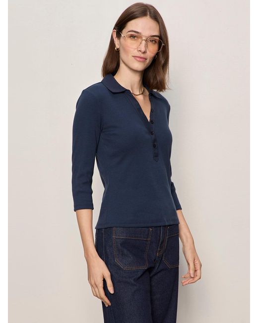Sanctuary Blue Echo Button Front Tee Navy Blazer