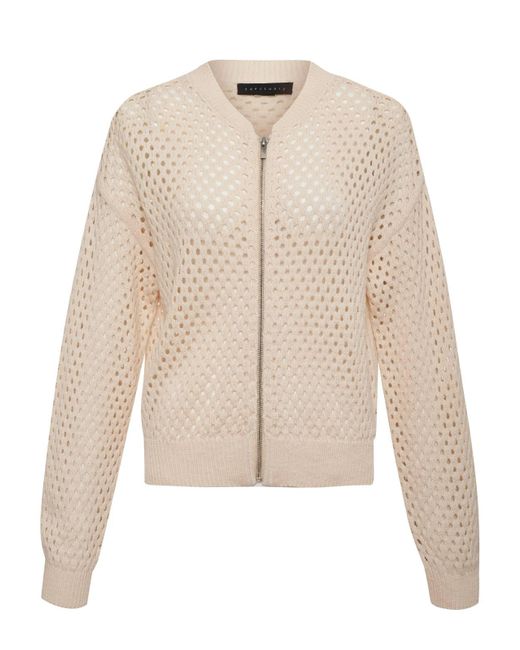 Sanctuary White Stepping Out Bomber Sweater Jacket Eco Natural