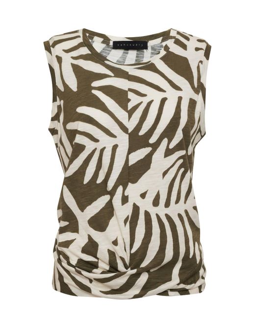 Sanctuary Multicolor Twisted Tank Olive Night Palm