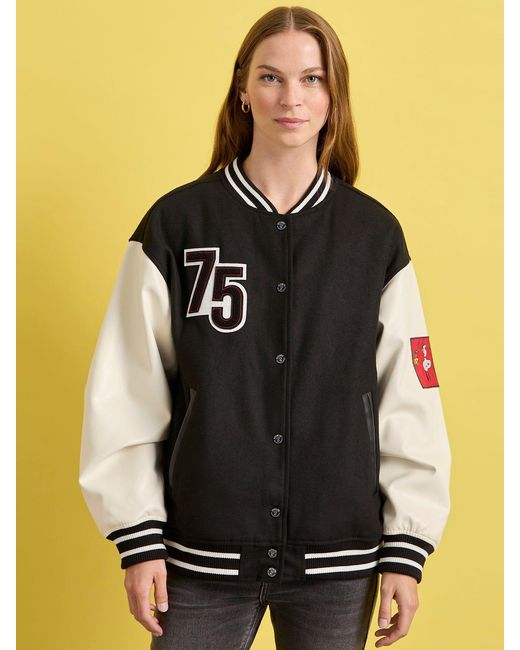 Sanctuary Metallic Sanctuary X Peanuts 75th Anniversary Varsity Jacket