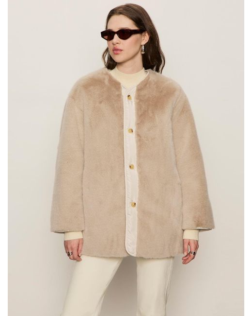 Sanctuary Natural Reversible Fur Liner Jacket Almond Cream